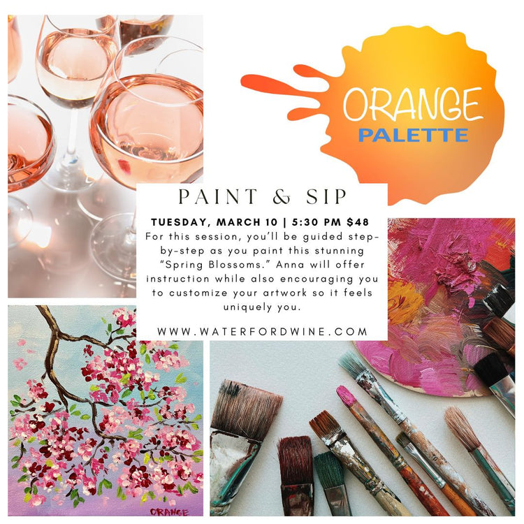 Paint & Sip: Spring Blossoms with Orange Palette - Madison