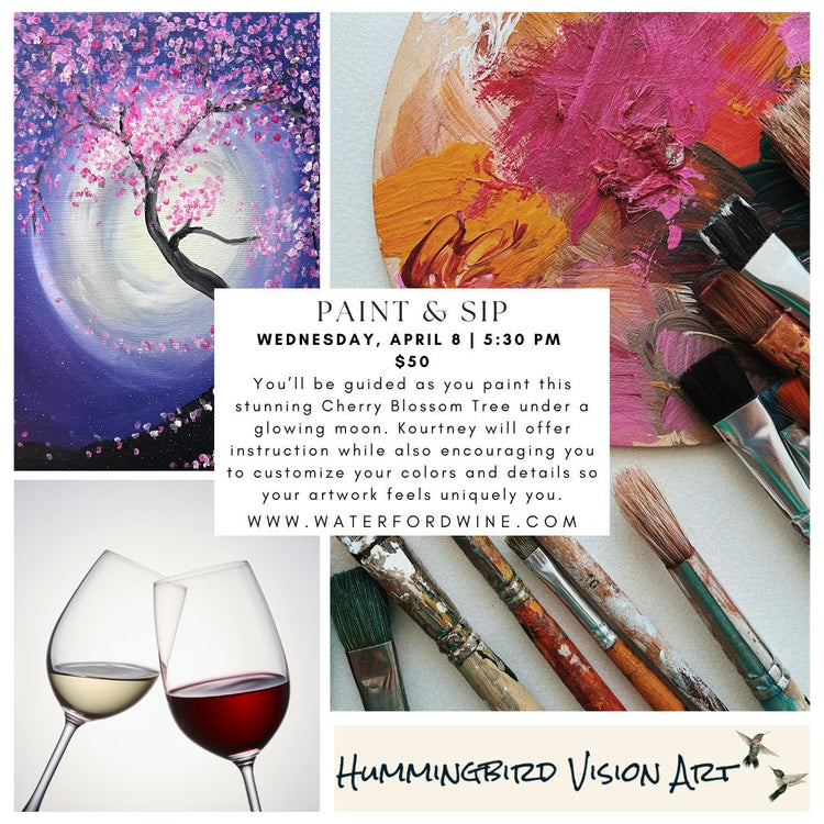 Paint & Sip: Cherry Blossom Tree with Hummingbird Vision Arts - Milwaukee