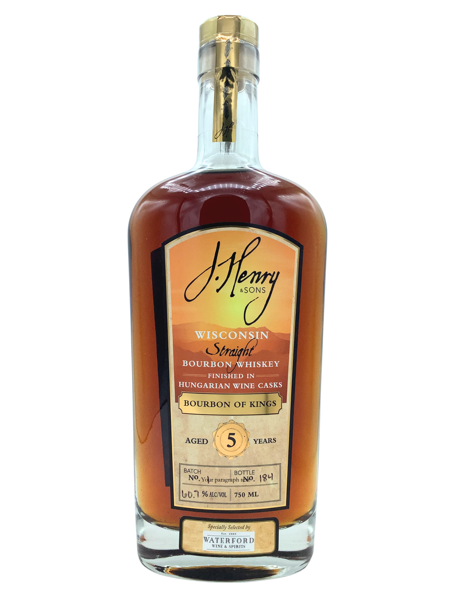 J Henry Tokaji Finished Bourbon Waterford Pick