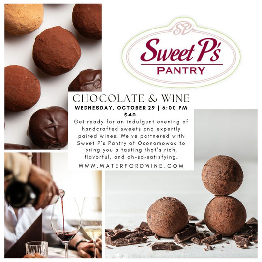 Chocolate & Wine Pairing with Sweet P's Pantry - Delafield Only
