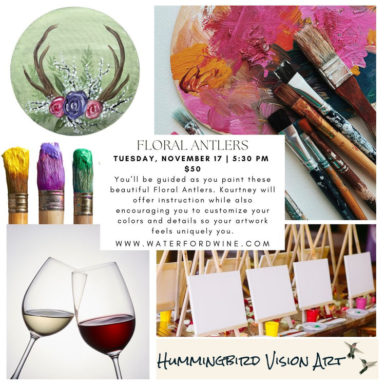 Paint & Sip: Floral Antlers with Hummingbird Vision Arts - Milwaukee