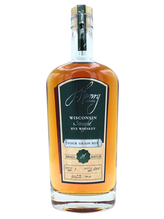 J Henry Wisconsin Straight Rye Whiskey Four Grain Small Batch