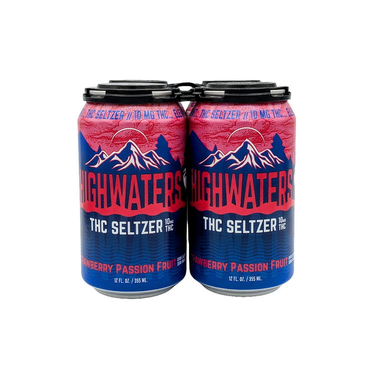 Highwaters Strawberry Passion Fruit THC-infused Seltzer